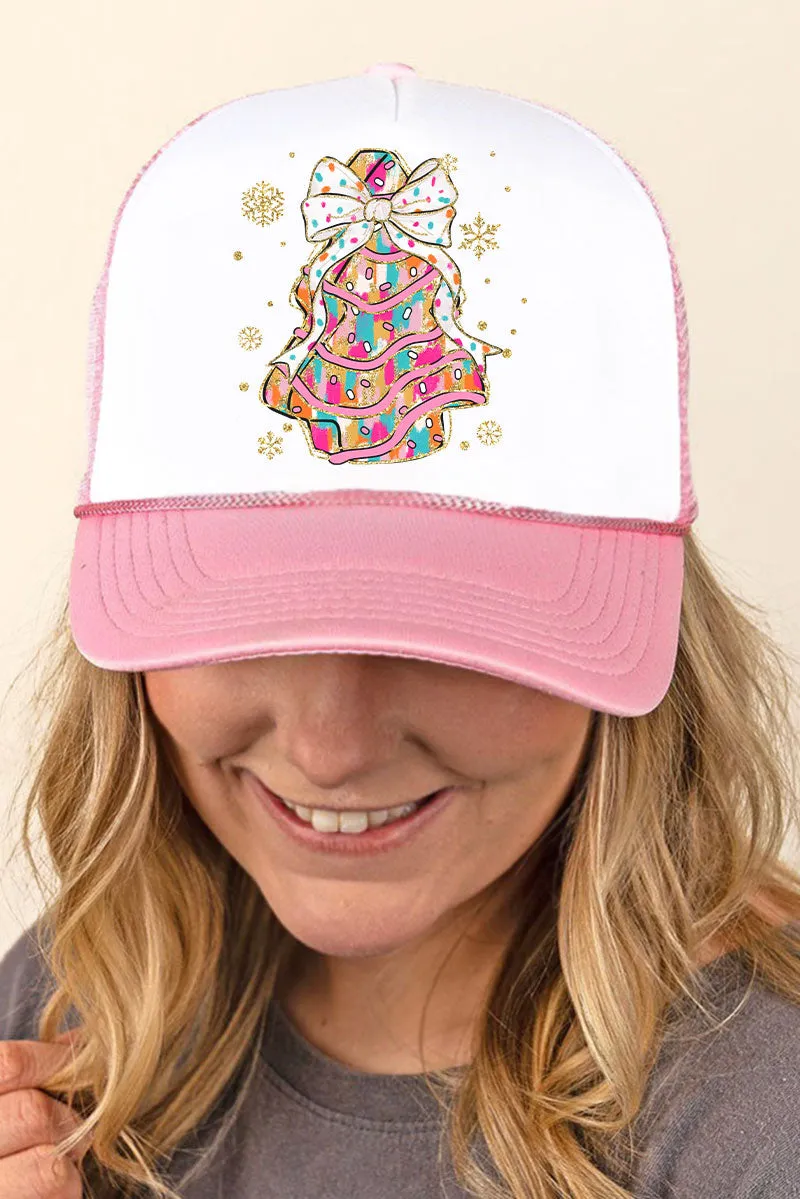 Brushed Colorful Christmas Tree Cake Foam Mesh Back Trucker Cap
