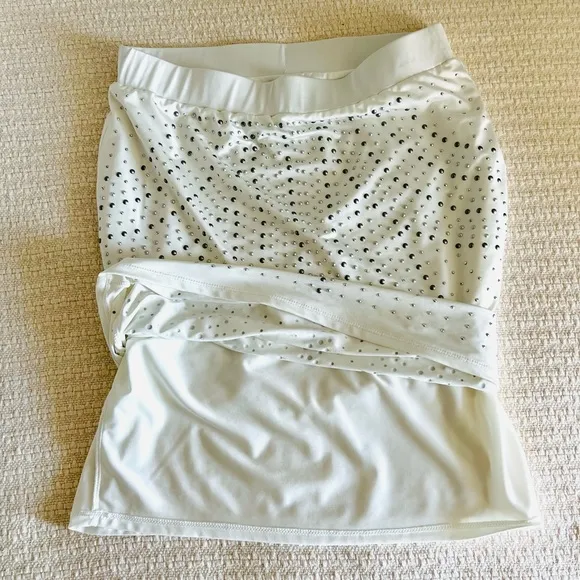 CACHE MINI WHITE COCKTAIL SKIRT WITH SILVER STUDS