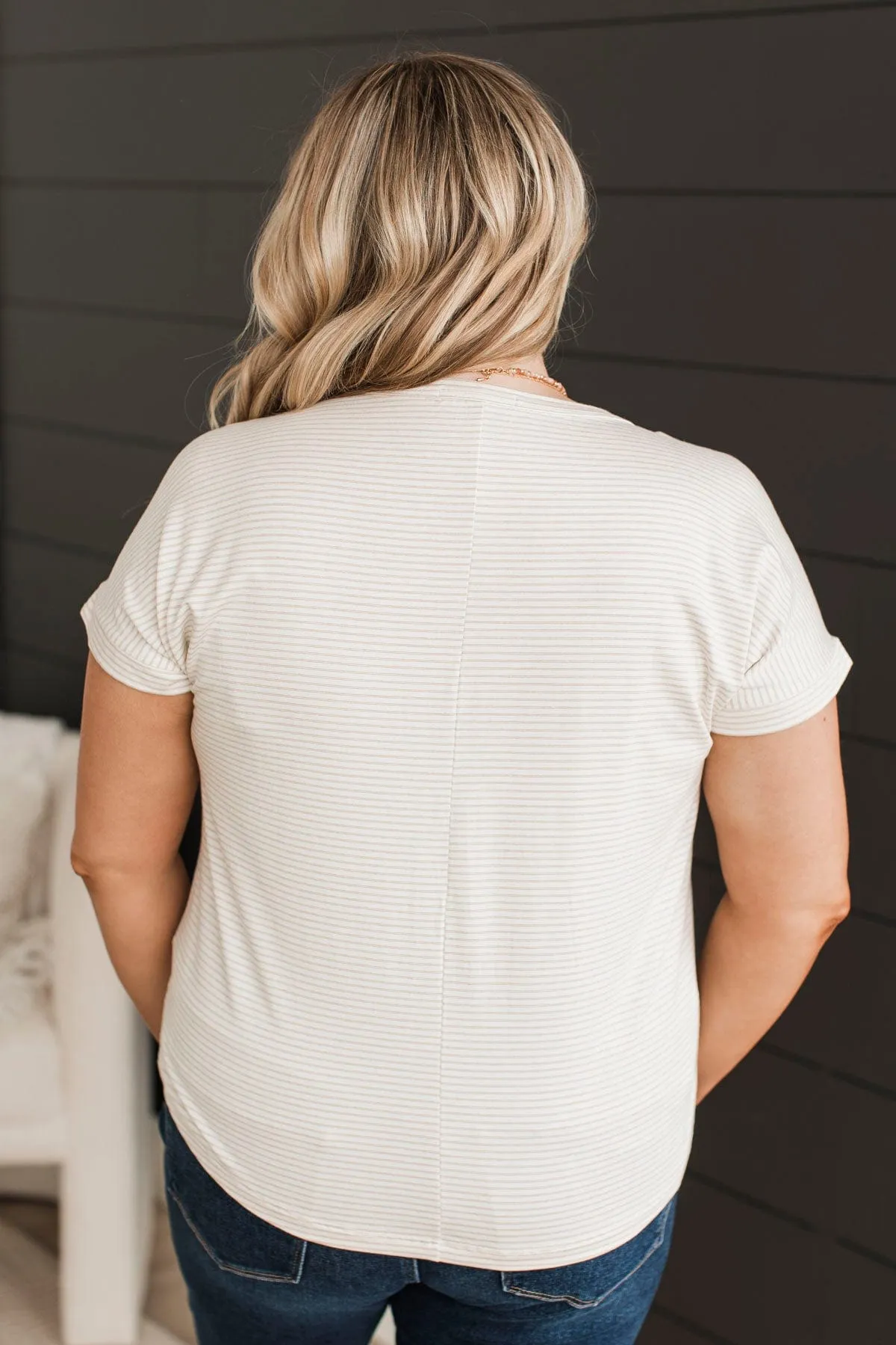 Captivating Energy Striped Top- Ivory & Taupe
