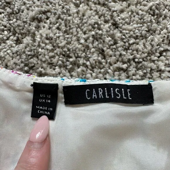 Carlisle white &amp; multicolor tweed pencil skirt size 12