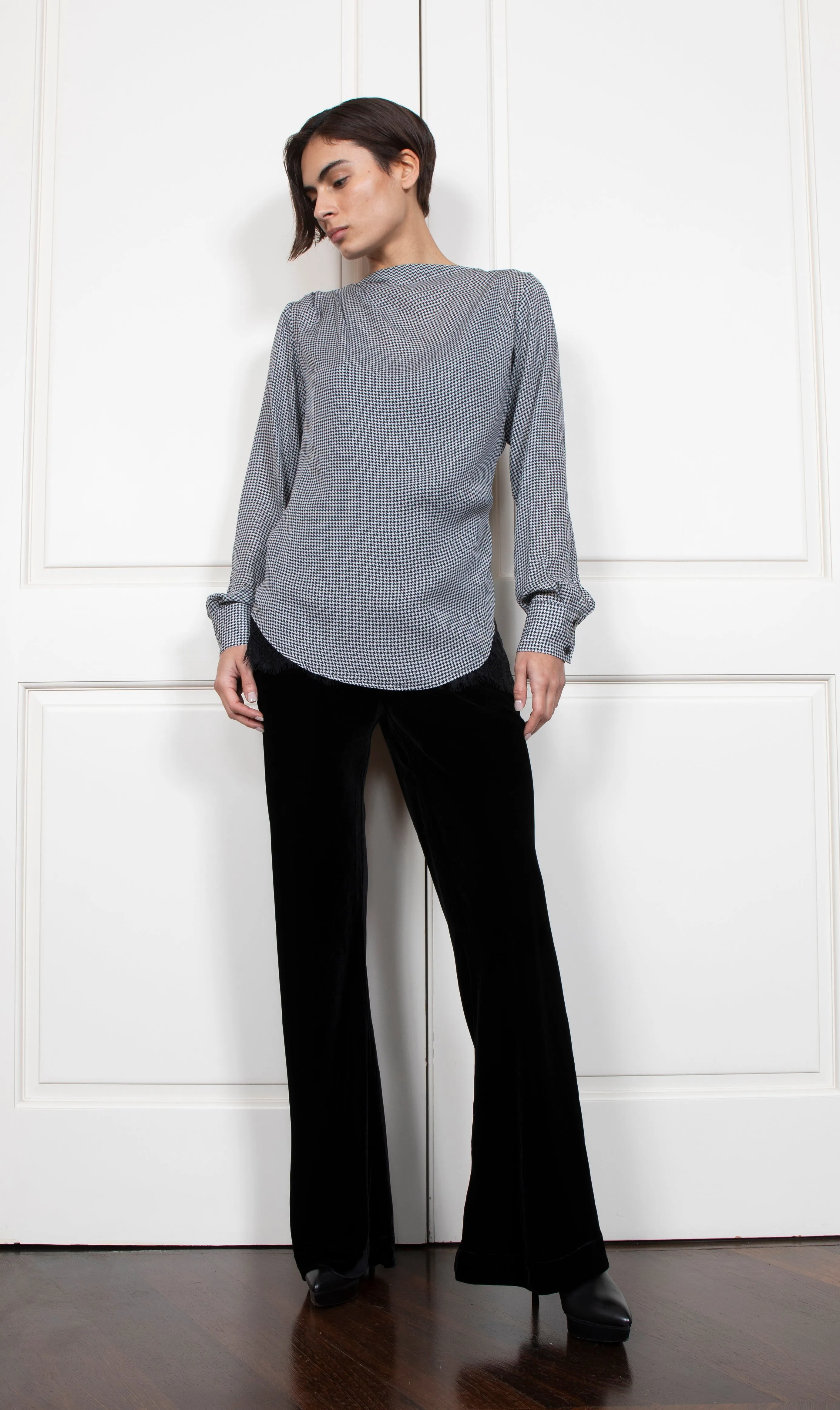 Charlotte Houdstooth Pleated Top