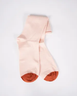 chaussette uni rose bouton