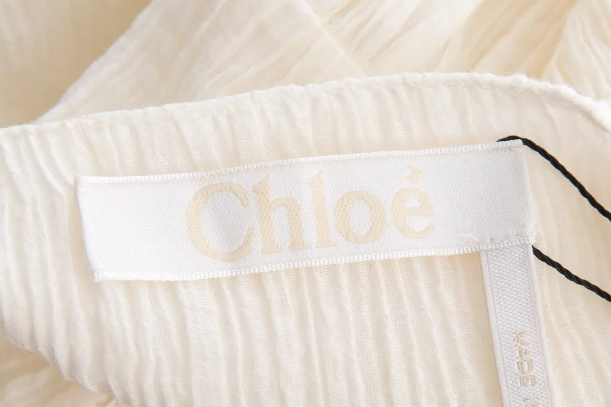Chloe Cream Flowy Long Sleeve Blouse SZ 44