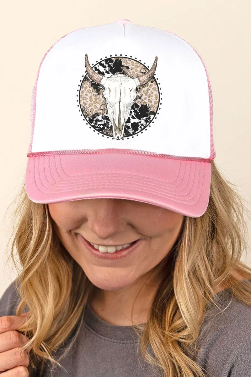 Circle Leopard Steer Foam Mesh Back Trucker Cap