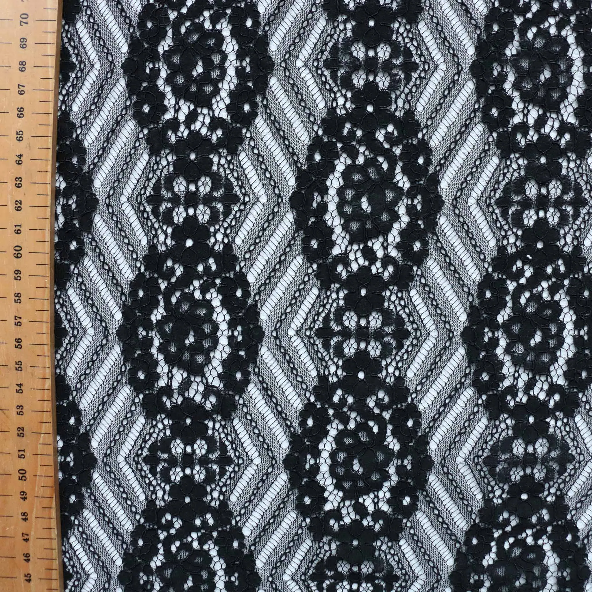 Corded Lace Fabric - Black floral