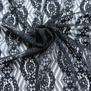 Corded Lace Fabric - Black floral