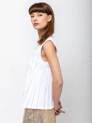 Cotton Pleated Top - White