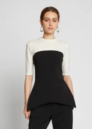 Crepe Bi-Color Top (Black/Ecru)
