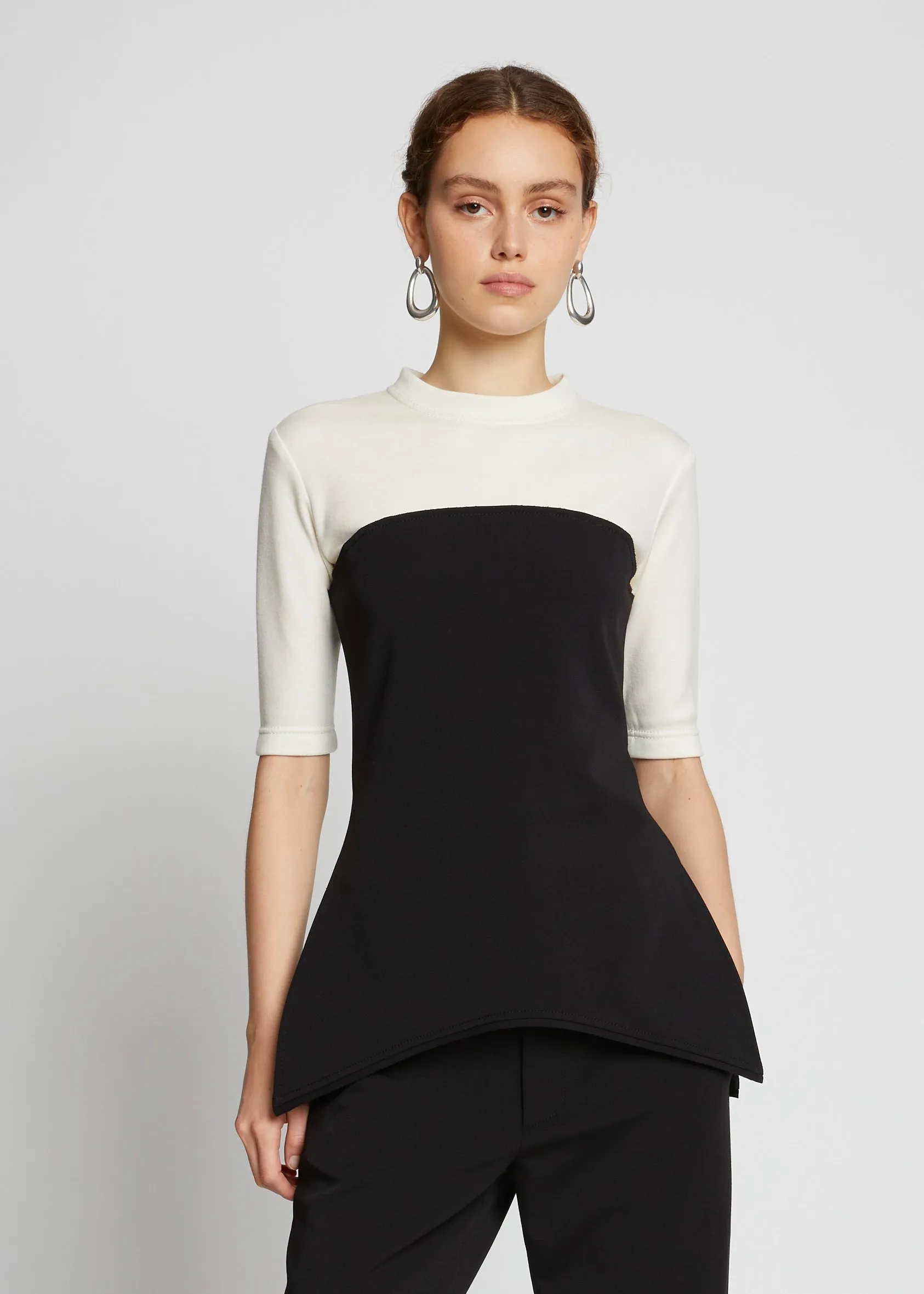 Crepe Bi-Color Top (Black/Ecru)
