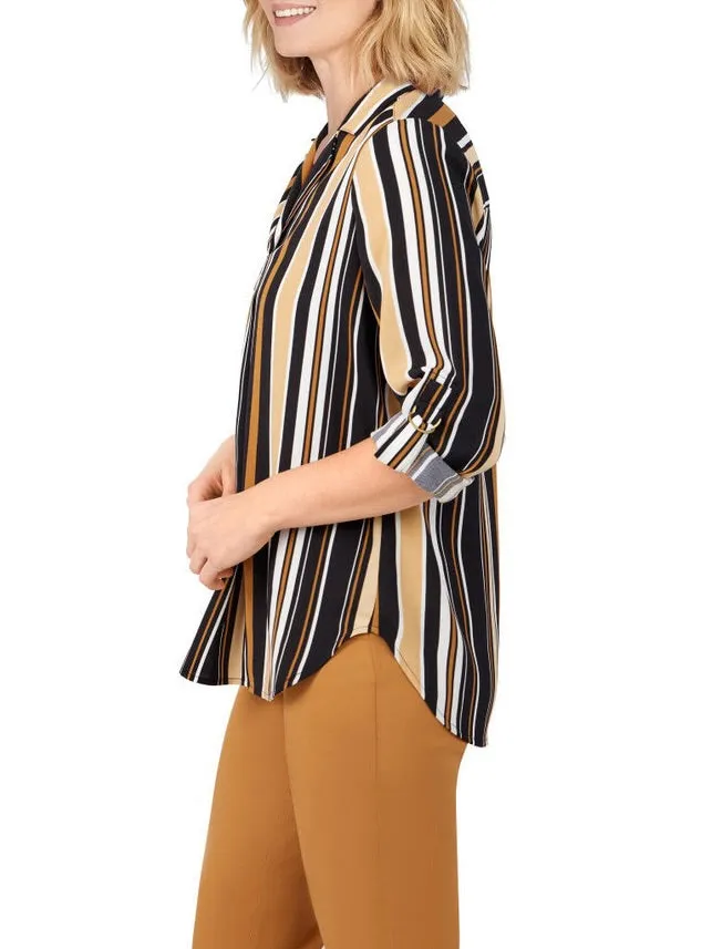 Crepe Stripe Top - Cognac Multi FINAL SALE