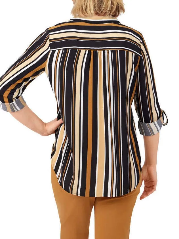 Crepe Stripe Top - Cognac Multi FINAL SALE