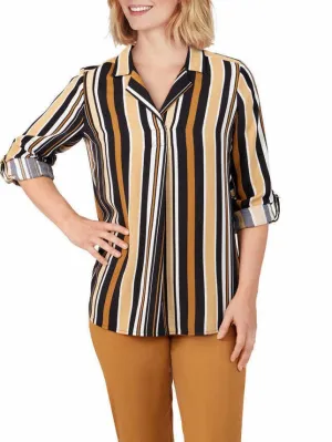 Crepe Stripe Top - Cognac Multi FINAL SALE