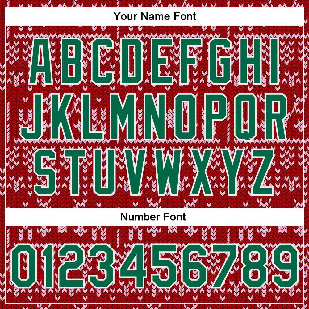 Custom Red Kelly Green-White Christmas 3D Bomber Full-Snap Varsity Letterman Jacket