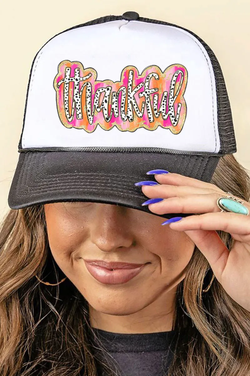Dalmatian Dots Thankful Foam Mesh Back Trucker Cap