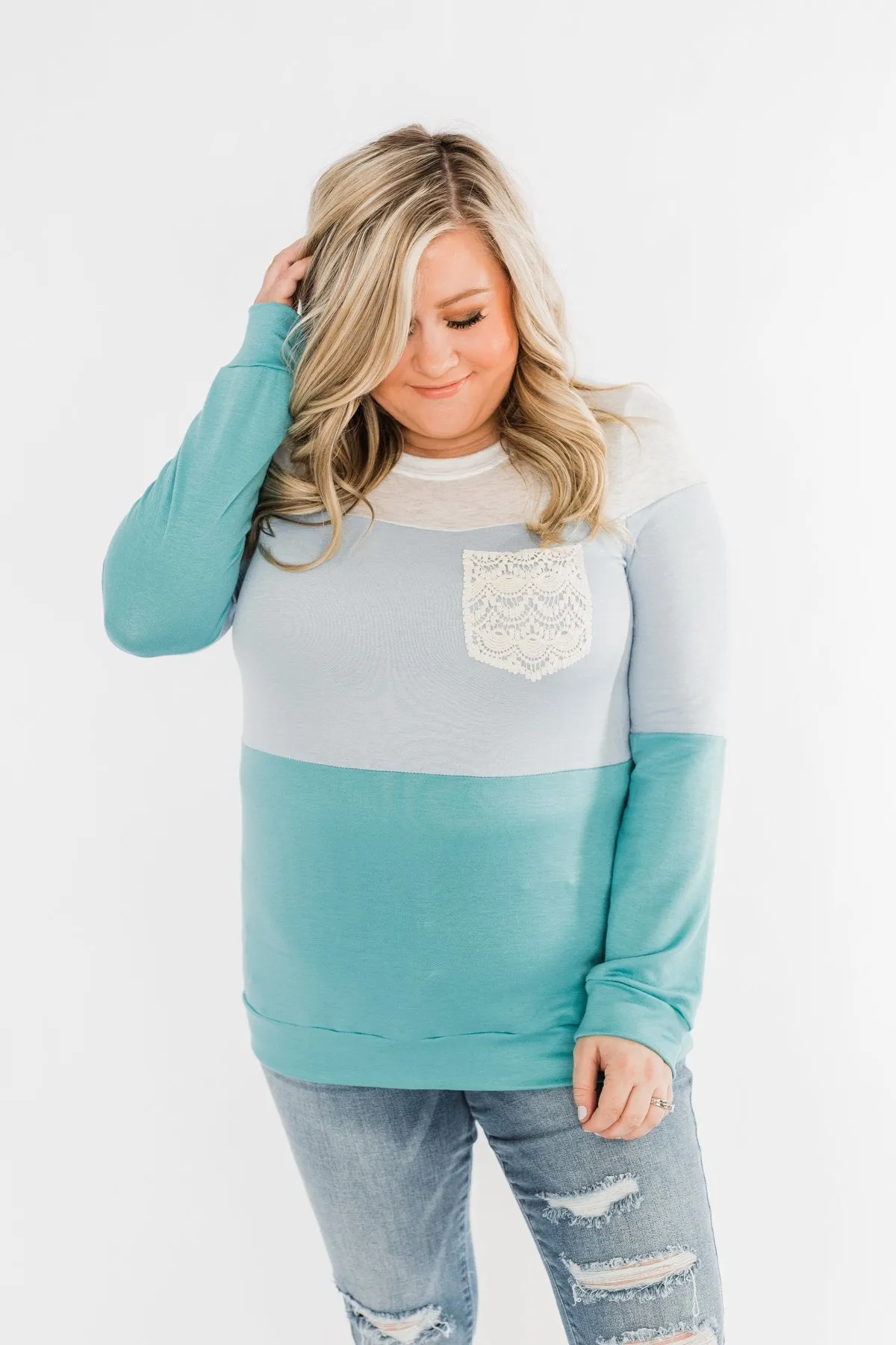 Day Dreamer Color Block Top- Blue Tones