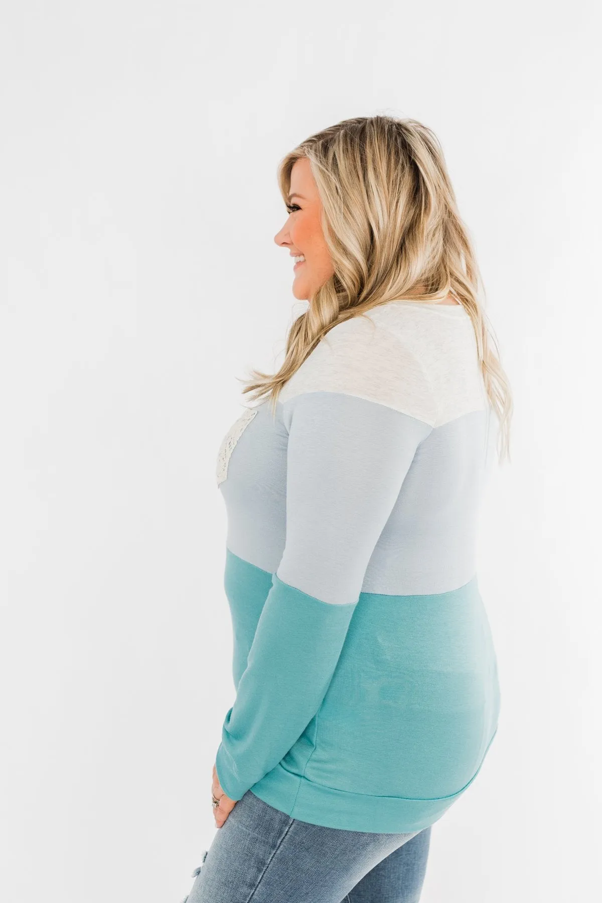 Day Dreamer Color Block Top- Blue Tones