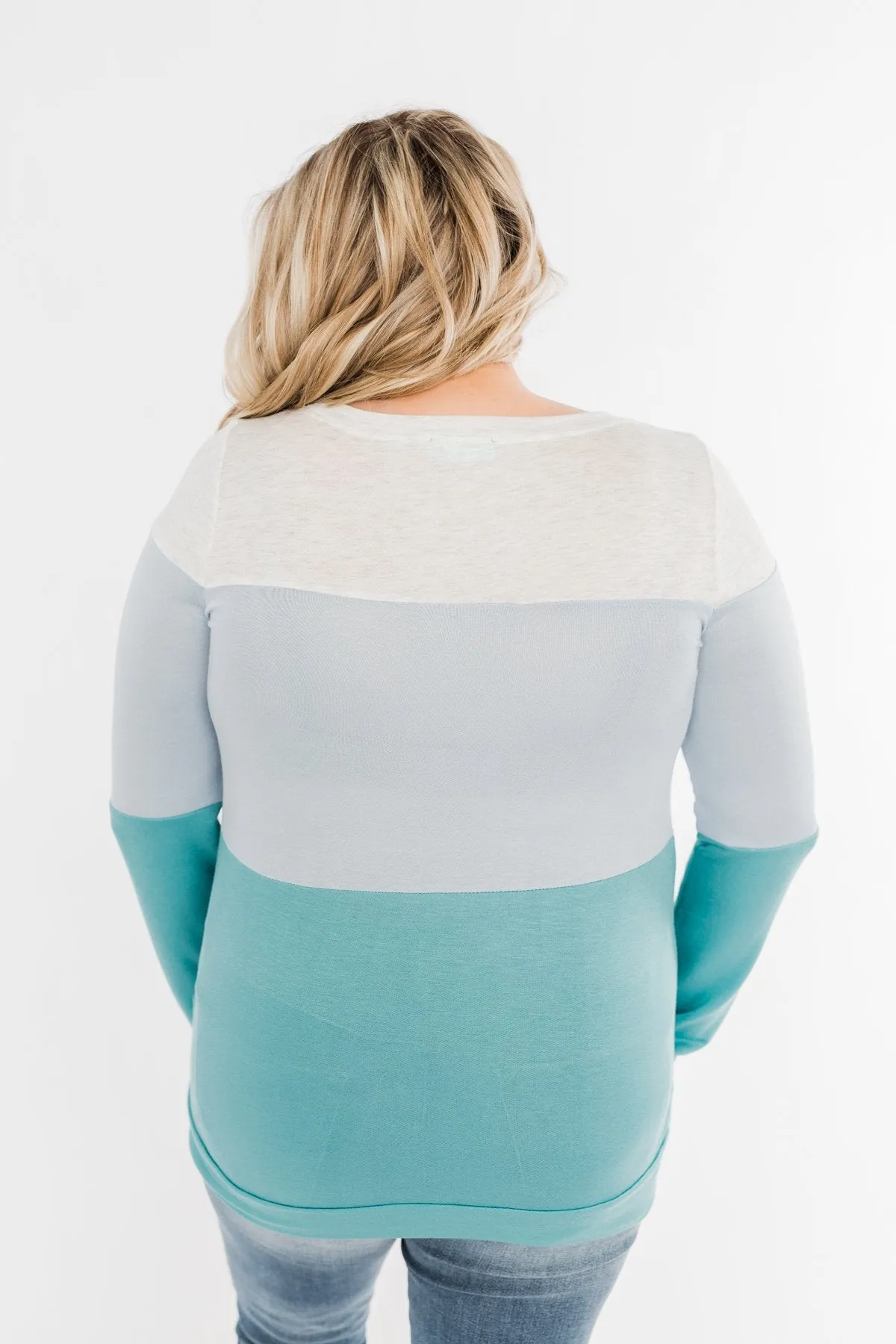 Day Dreamer Color Block Top- Blue Tones