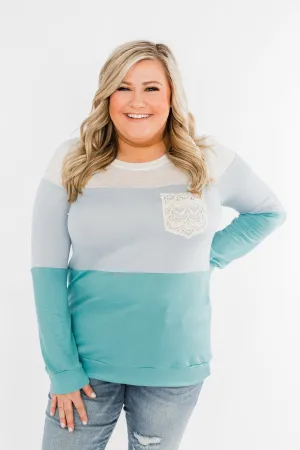 Day Dreamer Color Block Top- Blue Tones