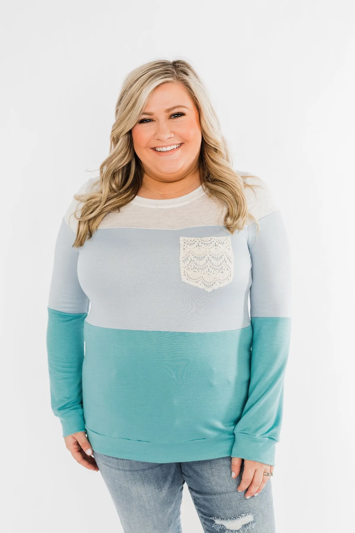 Day Dreamer Color Block Top- Blue Tones