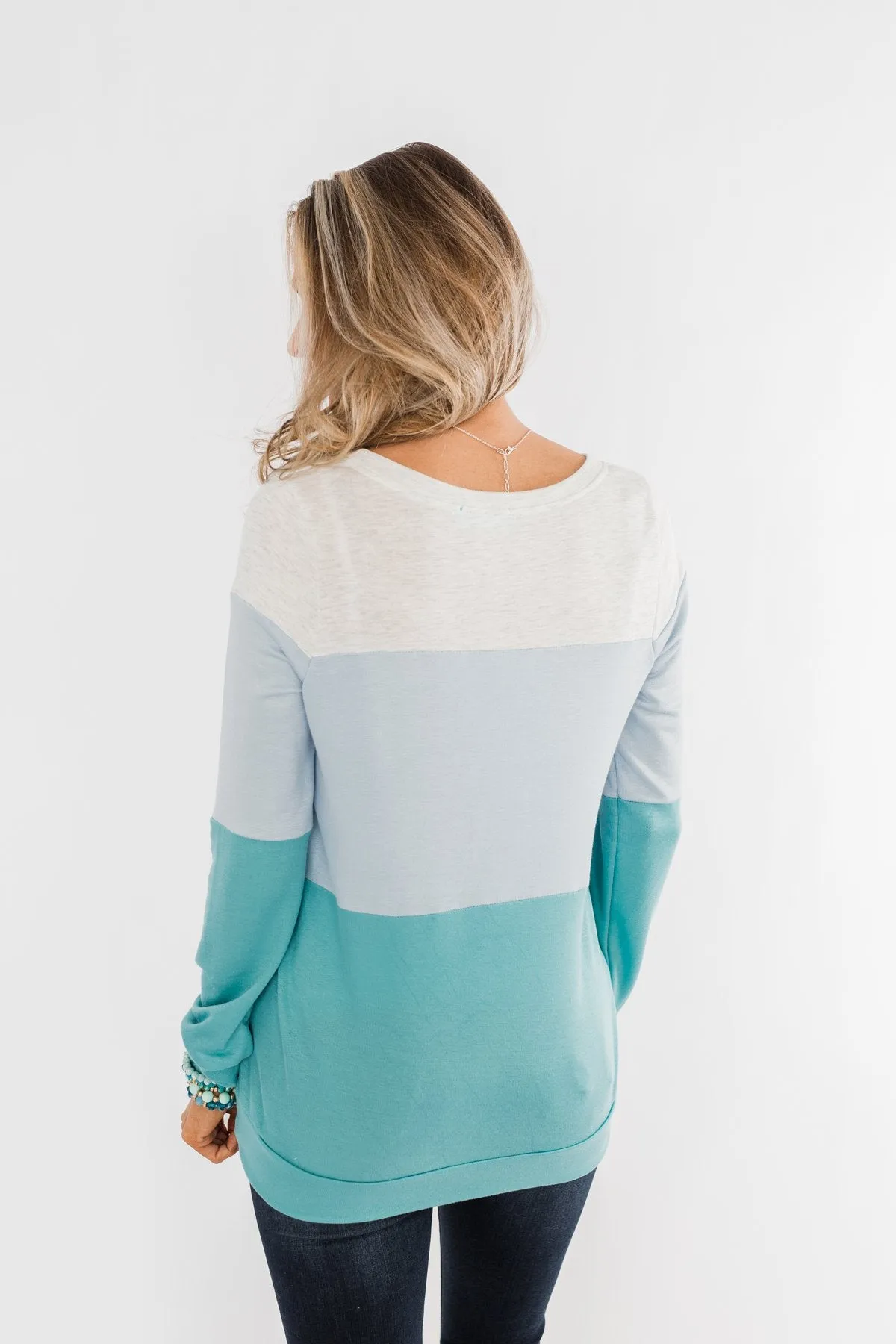 Day Dreamer Color Block Top- Blue Tones