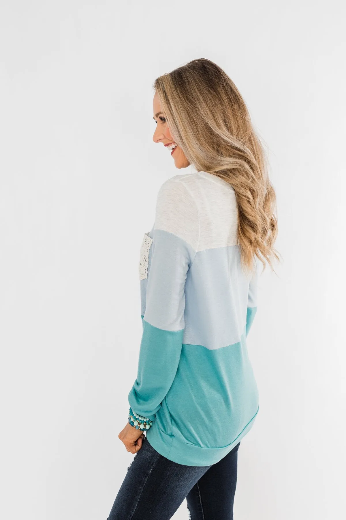 Day Dreamer Color Block Top- Blue Tones