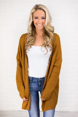 Deep Mustard Knit Lace Up Cardigan