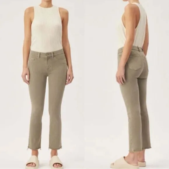 DL1961 Mara straight mid rise instability ankle jeans in green size 26