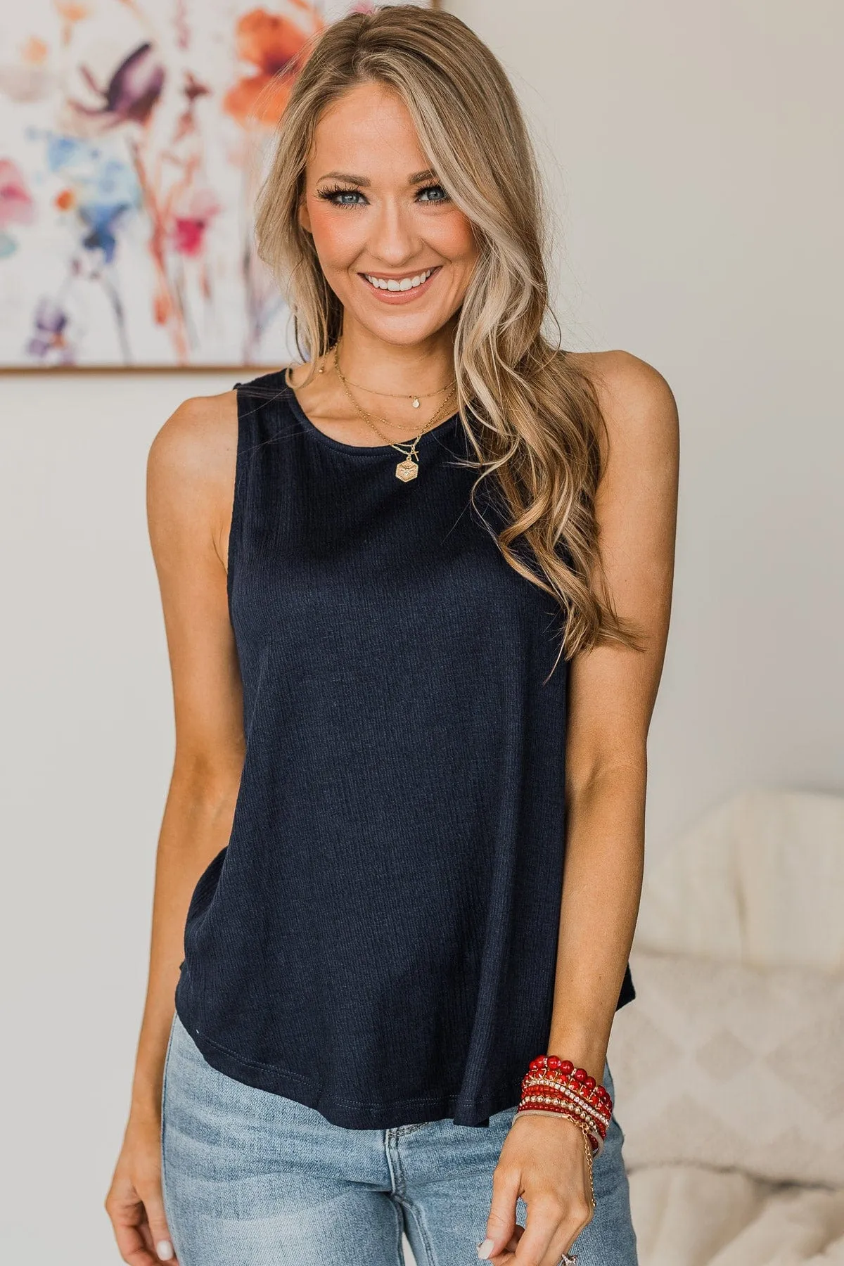 Endless Inspiration Knit Tank Top- Dark Navy