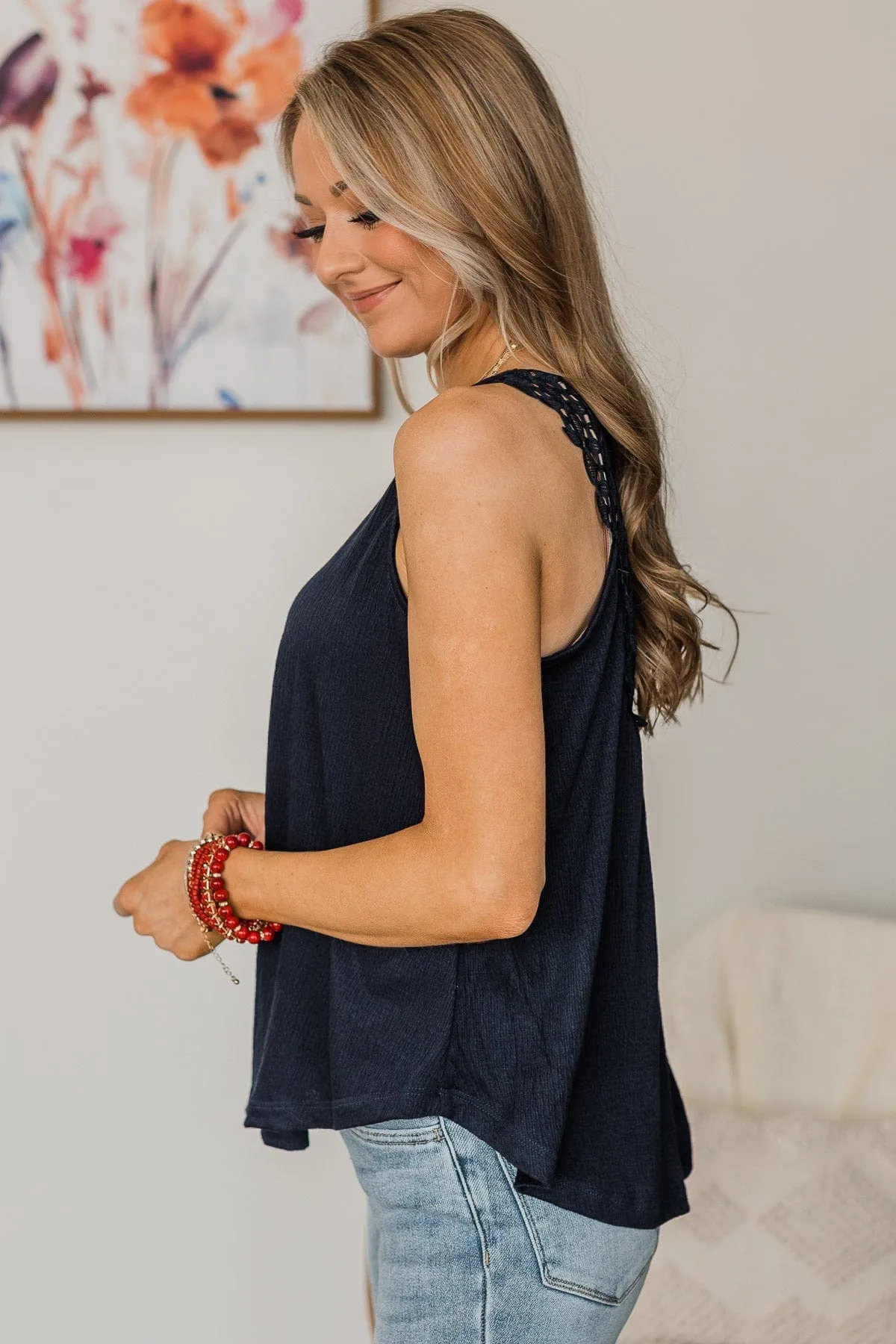 Endless Inspiration Knit Tank Top- Dark Navy
