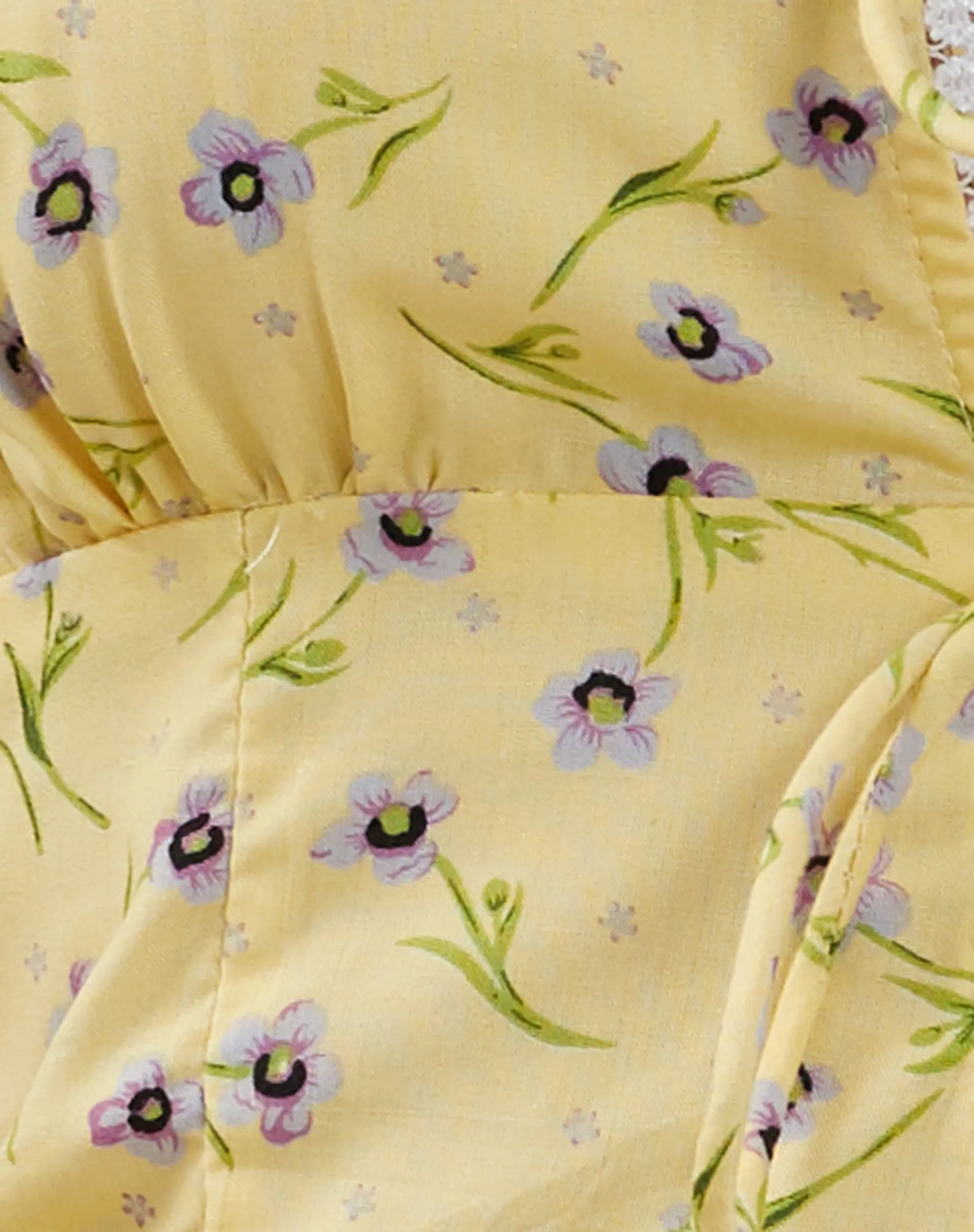 Esau Tie Front Top in Wild Flower Lemon Drop