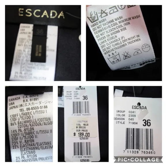 Escada Black Velvet Pencil Skirt Size Small 36 NWT