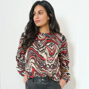 Esqualo Fancy Neck Waves Blouse
