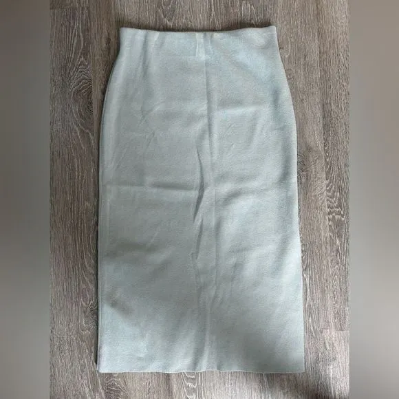 Express NWT High Waist Knit Skirt Size M Medium Gray Blue Midi Pencil New