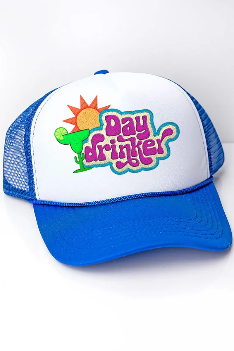 Faux Patch Groovy Day Drinker Transfer Foam Mesh Back Trucker Cap