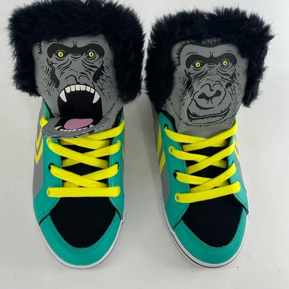 Feiyue Delta Mid Animal (Gorilla) Grey/Yellow/Green Youth Kids Sz‎ 3 NIB