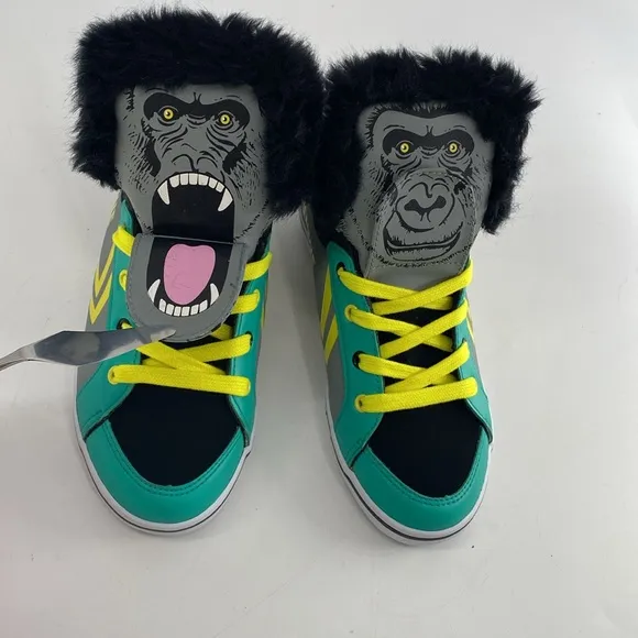 Feiyue Delta Mid Animal (Gorilla) Grey/Yellow/Green Youth Kids Sz‎ 3 NIB
