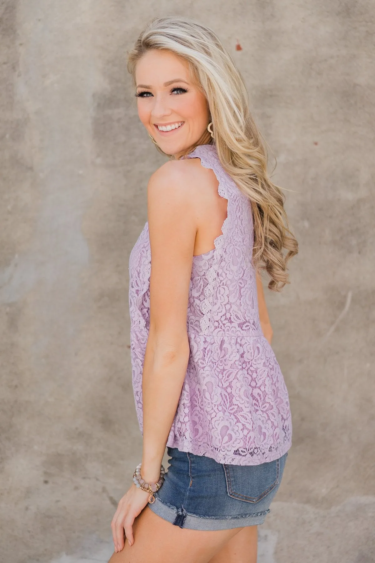 Flirty in Lace Tank Top - Lilac
