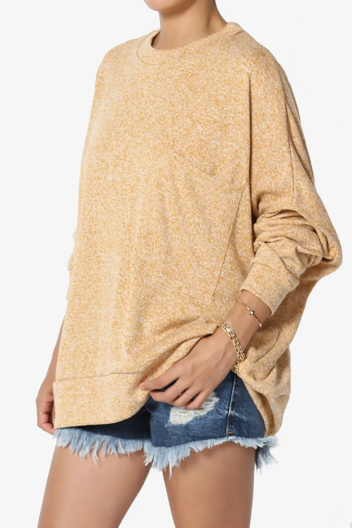 Forge Melange Knit Hi-Low Pocket Sweater