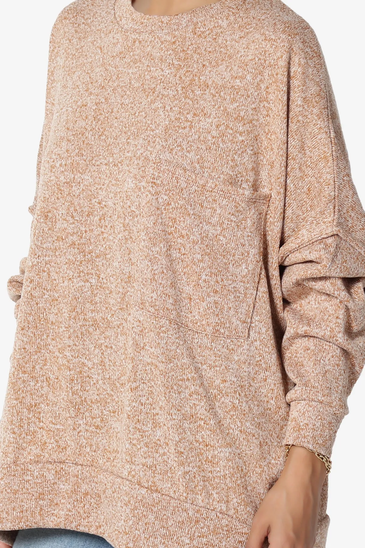 Forge Melange Knit Hi-Low Pocket Sweater