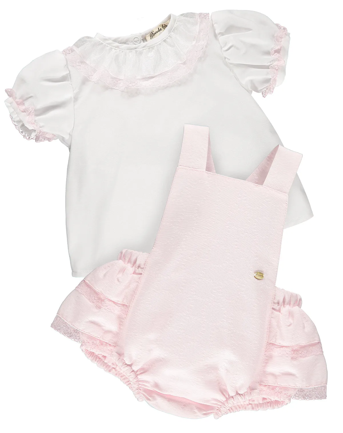Girl White and Pink 2 Piece Outfit Set