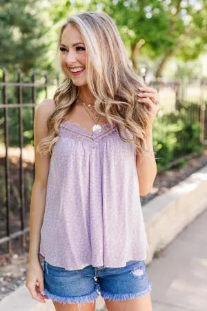 Golden Days Floral Lace Tank- Lavender
