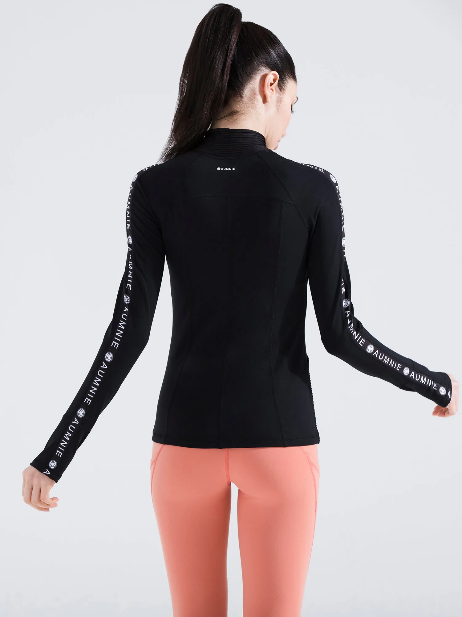 HALF ZIP LOGO TOP, BLACK