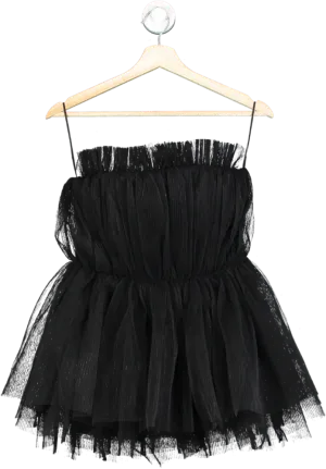 H&M Black Pleated Tulle Bandeau Top UK 8