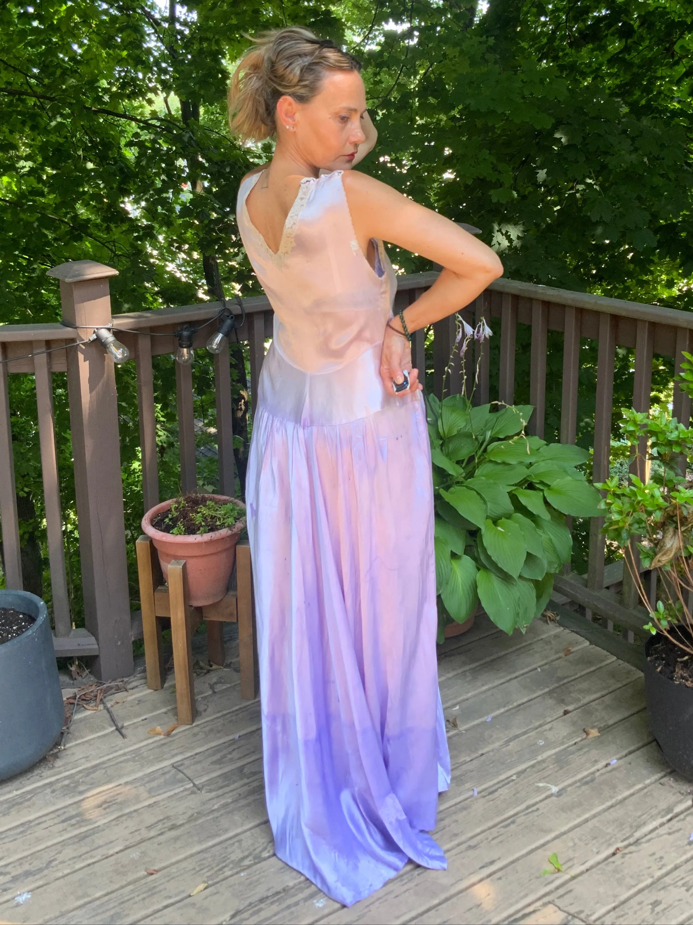 Hand Dyed Satin Nightgown- 50s
