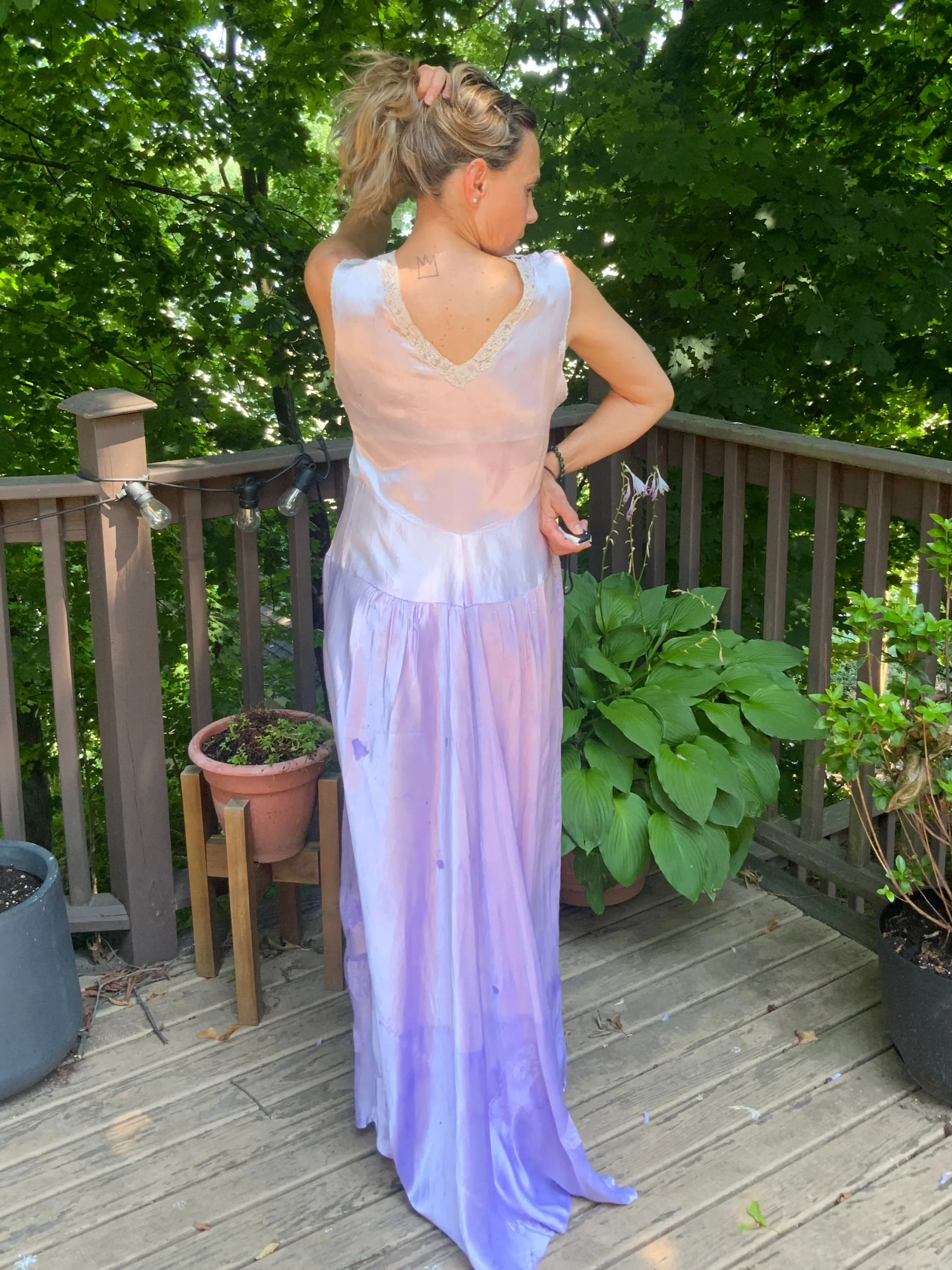 Hand Dyed Satin Nightgown- 50s