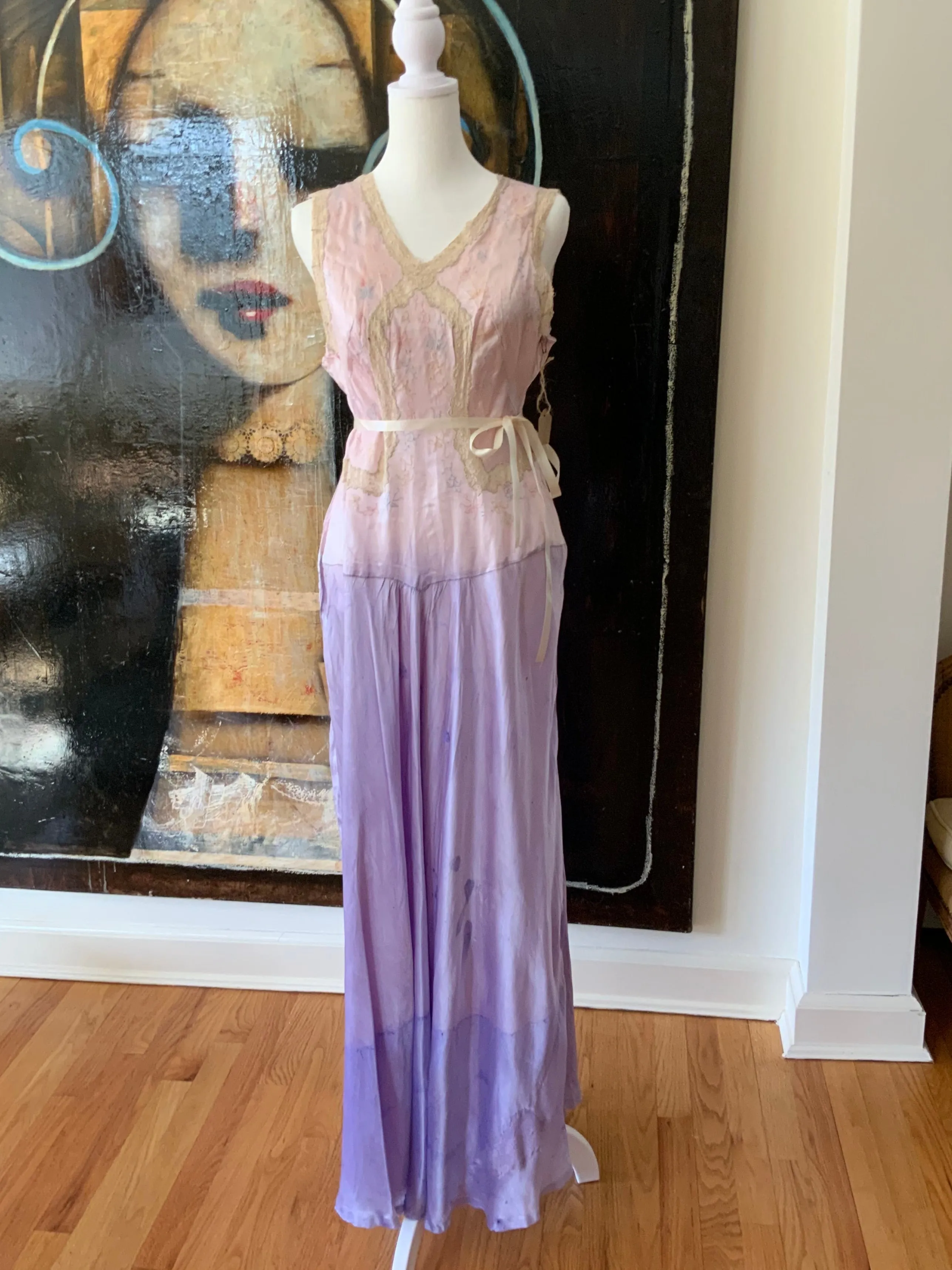Hand Dyed Satin Nightgown- 50s