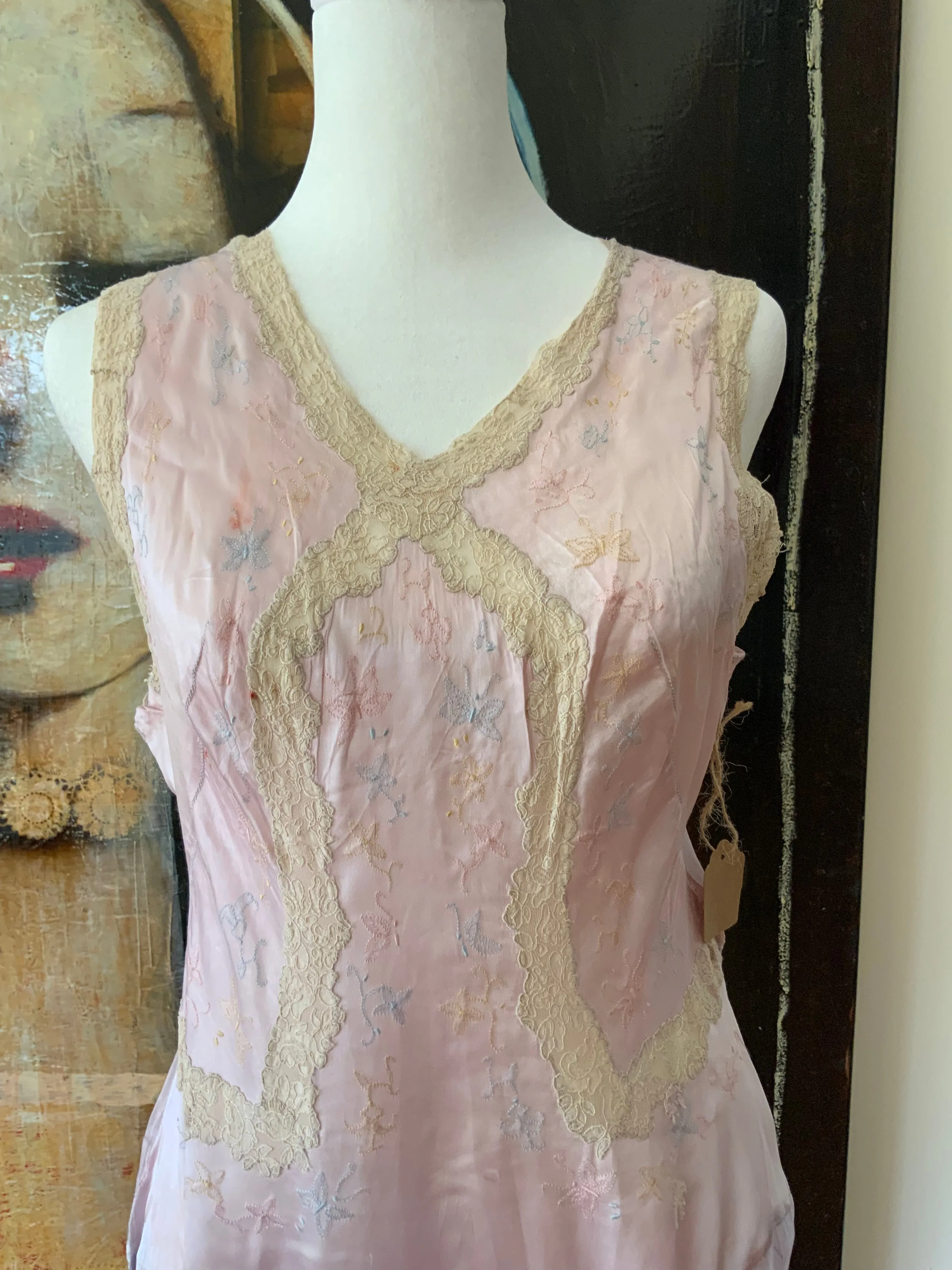 Hand Dyed Satin Nightgown- 50s