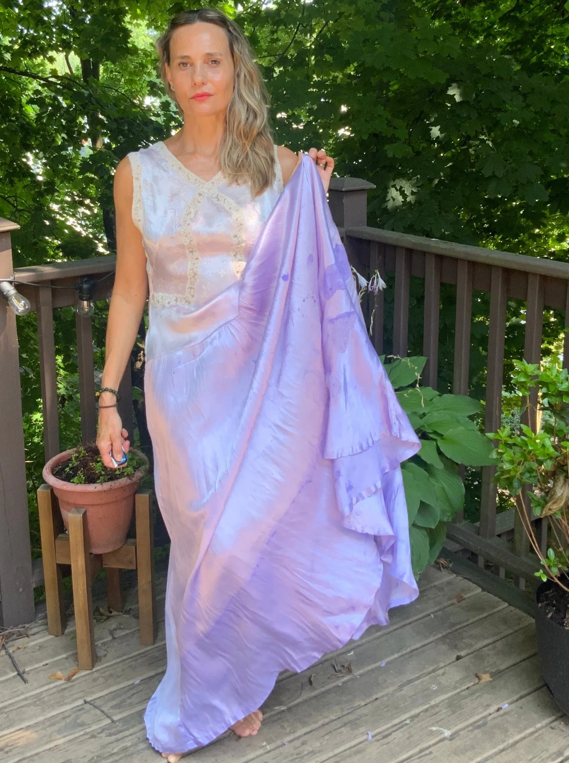 Hand Dyed Satin Nightgown- 50s