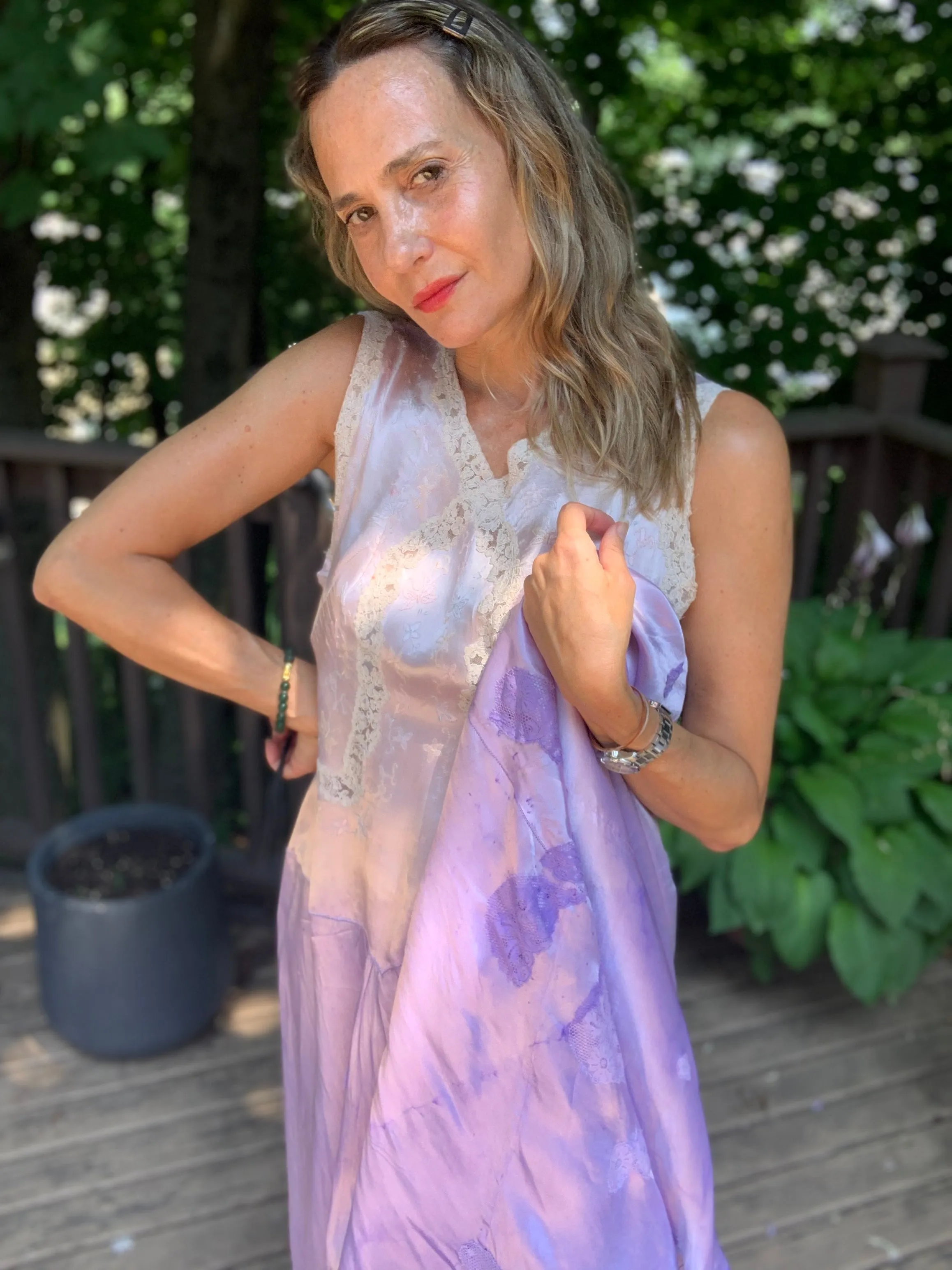 Hand Dyed Satin Nightgown- 50s