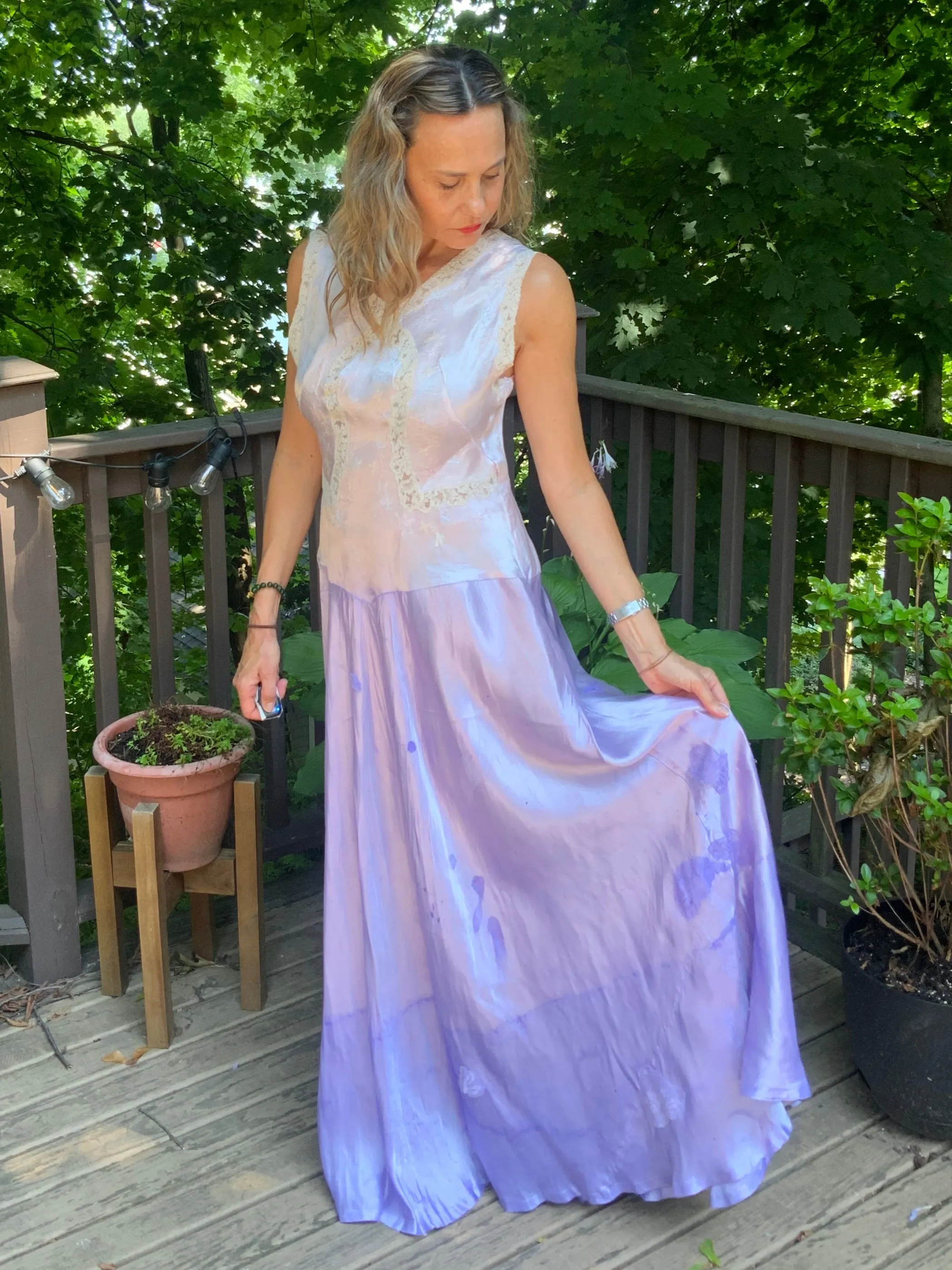 Hand Dyed Satin Nightgown- 50s
